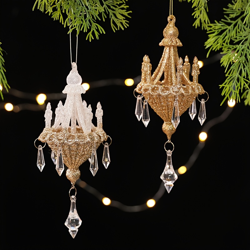 TEMU Paquete de 2 Adornos de Cristal Ins Luxury, Decoraciones Navideñas, Colgantes Degradados para Árbol de Navidad, Colgantes de PC, Adornos