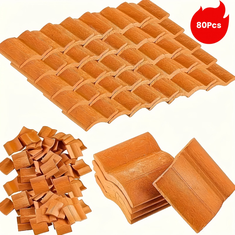 

80pcs Roof Tile Model Building Set, Clay Material, Miniature Tile Landscape Accessories, Diy Tile Model Garden Decoration, Puzzle