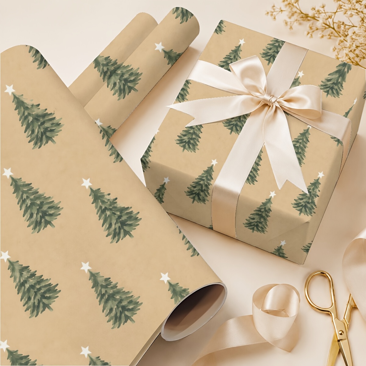 TEMU Rouleau de papier cadeau extra long 19,69 po x 118,11 po, papier d'emballage sapin de Noël pour anniversaires, , Saint-Valentin et fête de Noël