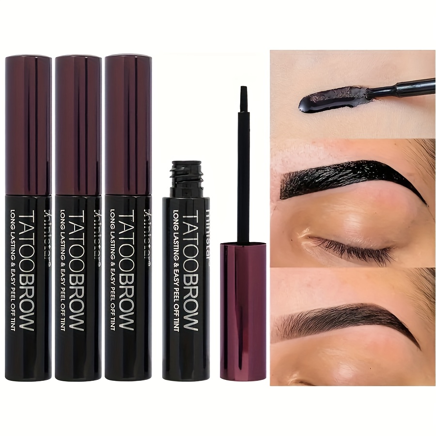 3pcs semi permanent eyebrow gel waterproof long lasting black brown tattoo easy peel off sweatproof brow tint for details 2