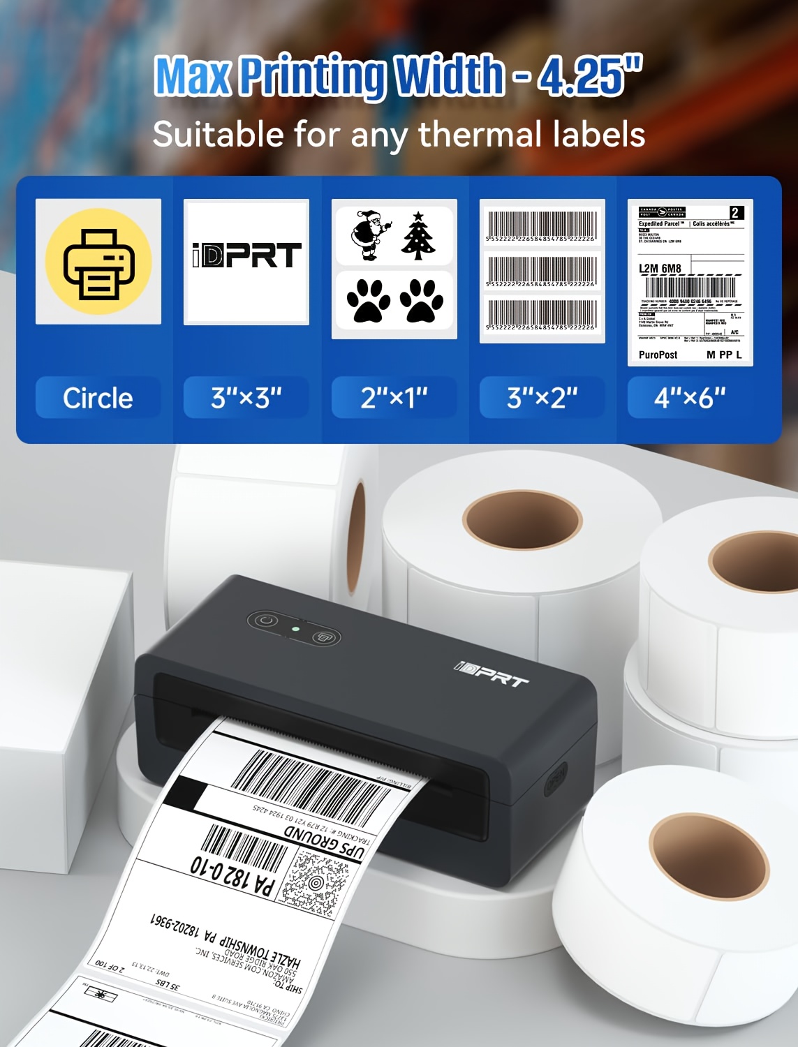 Wireless Thermal Label Printer 50 Sheets Free Easy High Speed Printing ...