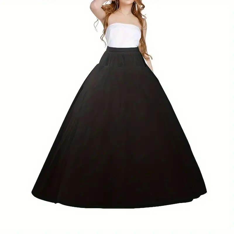 черная линия пышная юбка-пачка безшовная длинная юбка поддержка для свадеб, вечеринок, костюмов на Хэллоуин, ручная стирка, полиэстер, аксессуары для невесты, полная длина, внутренняя подкладка, детали 4