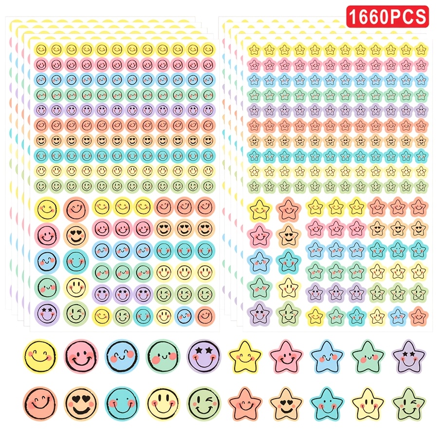 830/1660pcs Pastel Stickers - Aesthetic Star And Round Shape Labels With Designs, Ideal For Journals, Scrapbooks, Planners, Envelopes, Gift Wrapping, Packaging And