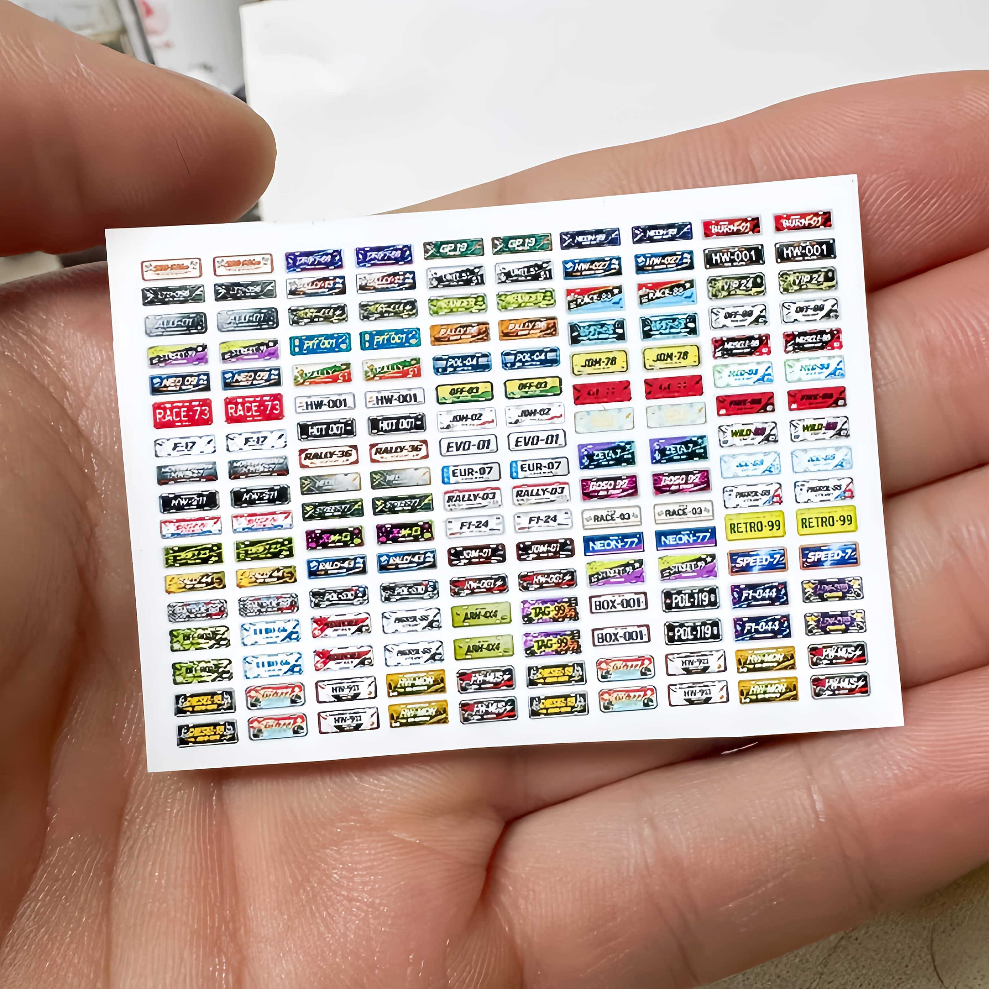 TEMU 1/64 Scale Model Car License Plate Stickers Multi Style Mini License Plate Decals For Diecast Modification Hobby Accessories