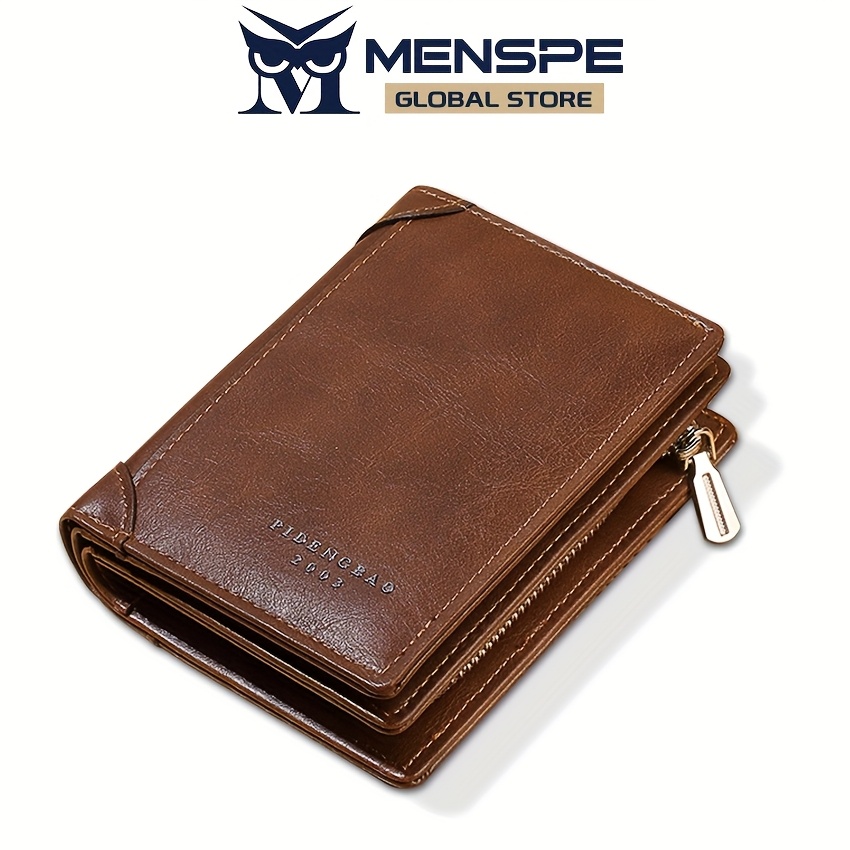 TEMU Men's Vintage Wallet Pu Short Wallet Multi Card Zipper Wallet Business Wallets Coin Bag Zipper Clutch Wallets Multi-card Position Wallets Wallet