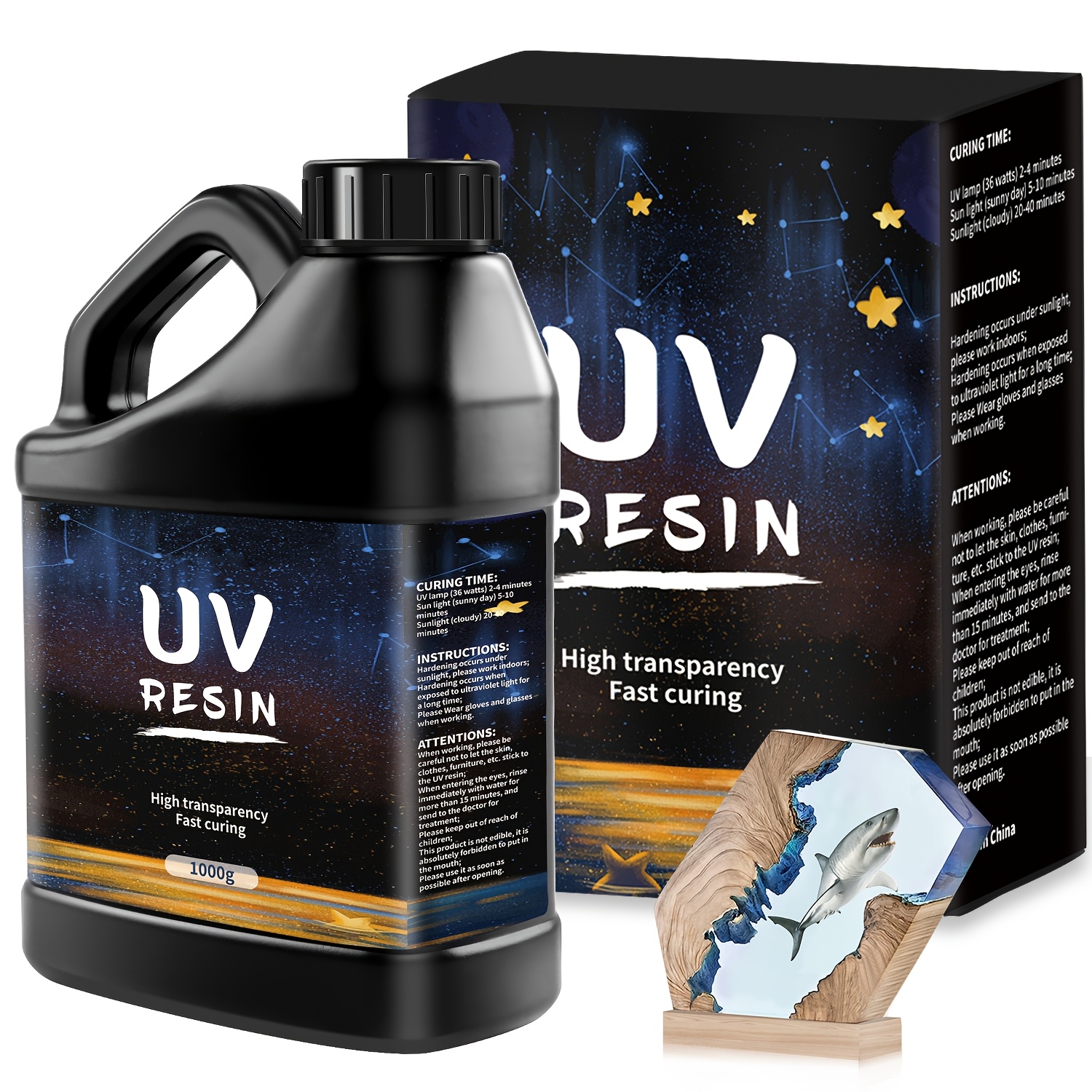 

Epoxy Resin Uv Resin 1000g Uv Crystal Resin-light Curing Easy-to-use Suitable For Jewelry Makingand Coating- Beginners And Professionals