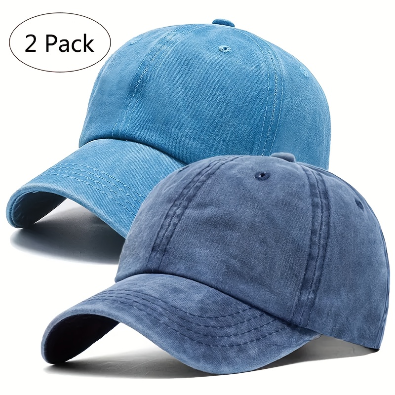 E-shop 2er-Set einfache einfarbige Baseballkappe, Schnabelmütze im Vintage-Used-Look, unverzichtbar für Outdoor-Sport, Radfahren Fitness für Damen