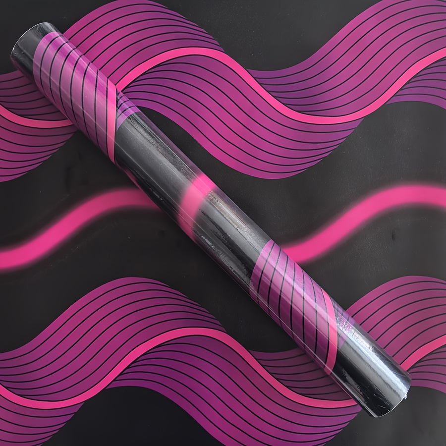 3D Red Wave Pattern Self-Adhesive Vinyl Wallpaper Roll - Pink & Black Textured Design for Living Room, Bedroom, Hallway, and Furniture Makeover - Easy Peel & Stick Application, Room Decor