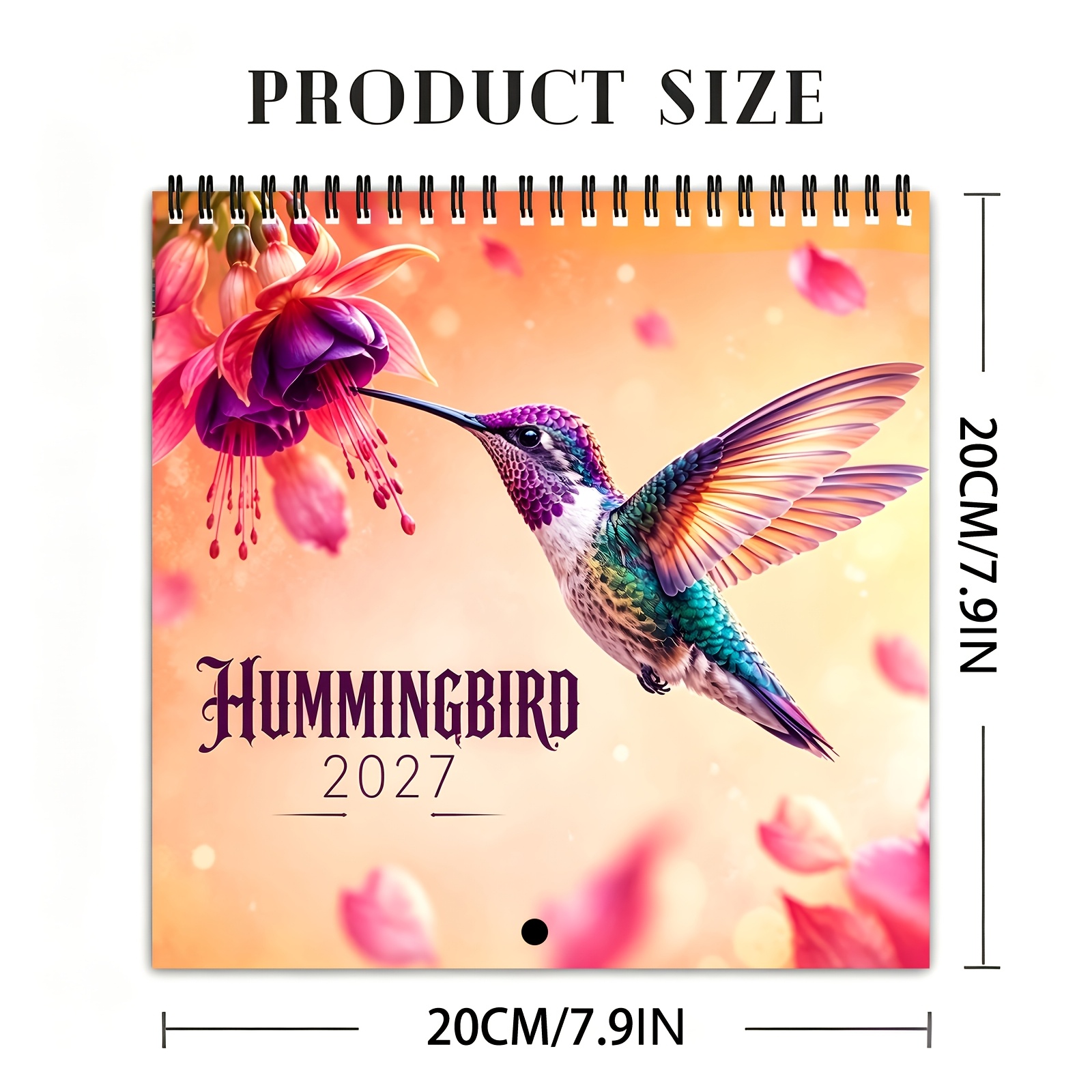 TEMU Calendrier de bureau 2027, 12 mois de 2027 à décembre 2027, agenda mensuel à spirale, impression de haute qualité avec paysage naturel floral de