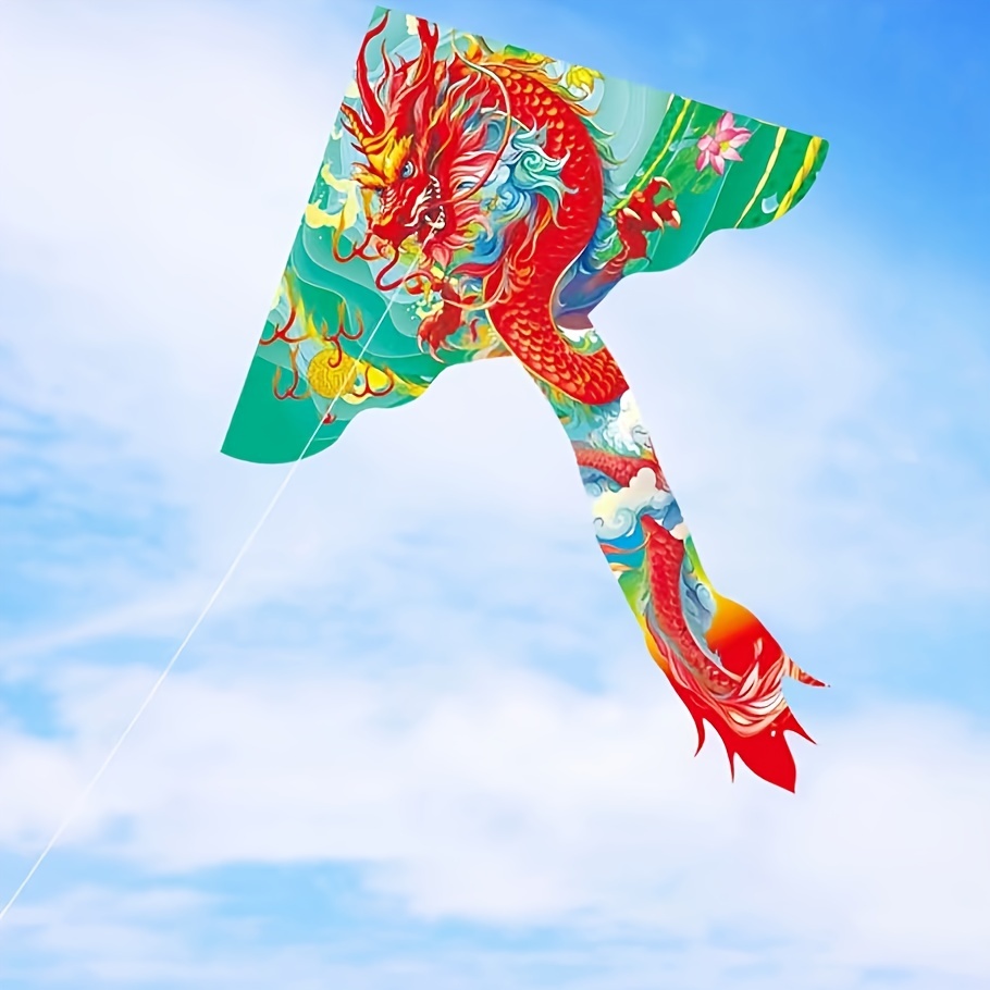 HENGDA KITE-Upgrade Classical Dragon Kite Stereoscopic Dragon  Kites for Kids & Adults Easy to Fly for Beginner Easter 55inch x 62inch  Single Line with Tail : Toys & Games