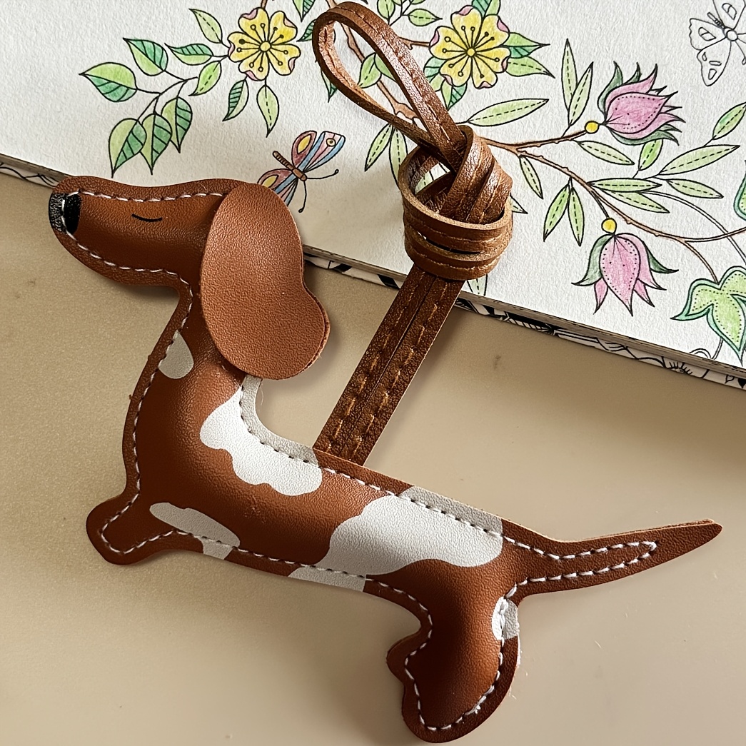 TEMU 1pc Handmade Dachshund Dog Keychain - Cute Dachshund-shaped Puppy With Small , ' Key Ring Accessory Suitable For Keys, Backpack Or Car Additions