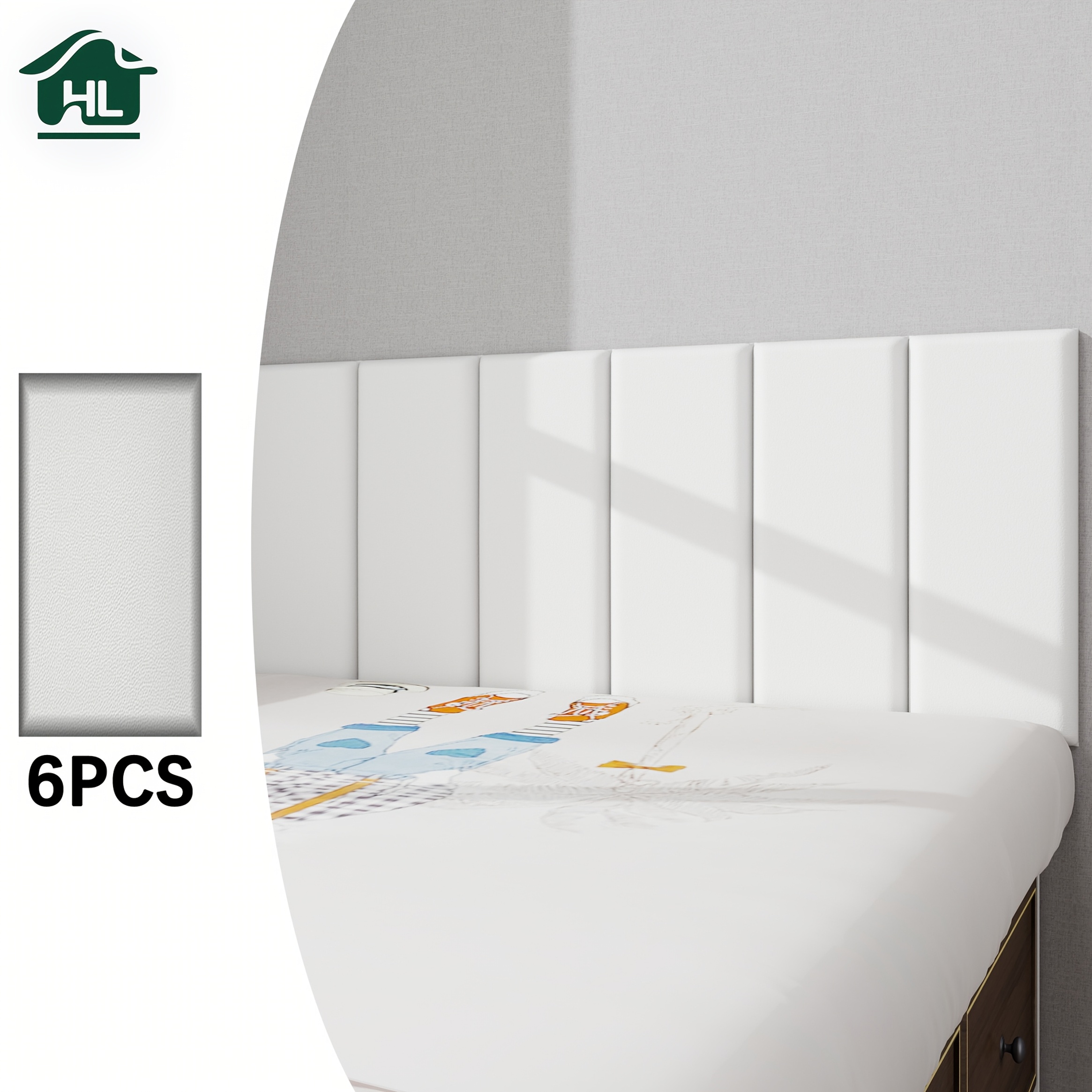 6pcs Monochrome/Color-Block Combination 3D Self-Adhesive Headboard, Faux Leather Surface with a Premium Feel, Inner Vinyl Foam Sponge for Softness and Comfort, No Drilling Required, Peel-and-Stick, Removable, Waterproof, Easy to Clean