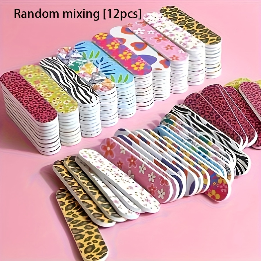 12pcs Colorful Double-sided Nail Files [set Of 12] Portable Manicure And Pedicure Kit, Suitable For Natural And Artificial Nails, Formaldehyde-free [perfect For Women's Travel, Random Style