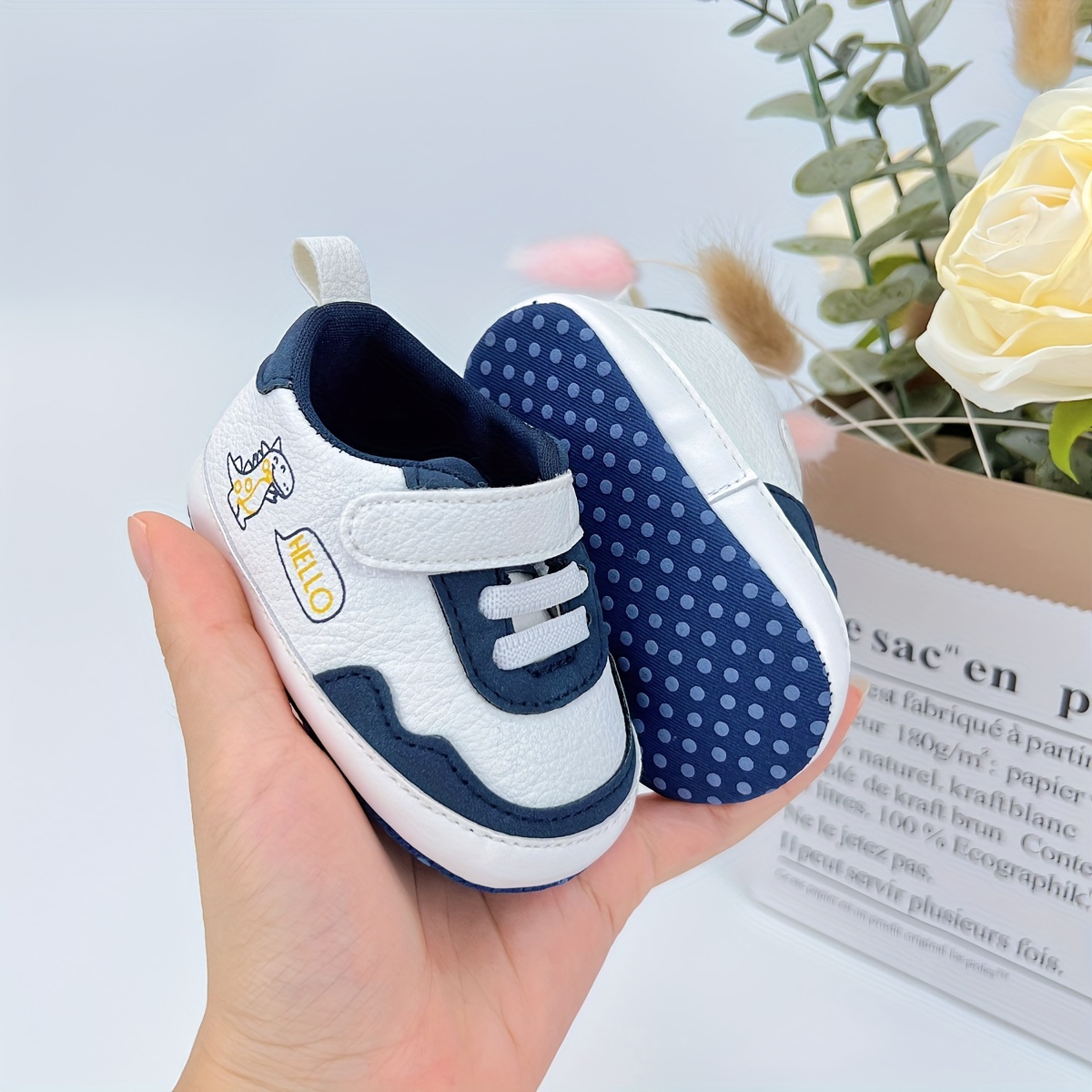 Image of Adorable Cartoon-themed Soft Sole Baby Boys' Shoes - Perfect For First Steps, 0-12 Months & Toddlers, -and-loop Fastener Closure, Breathable Fabric