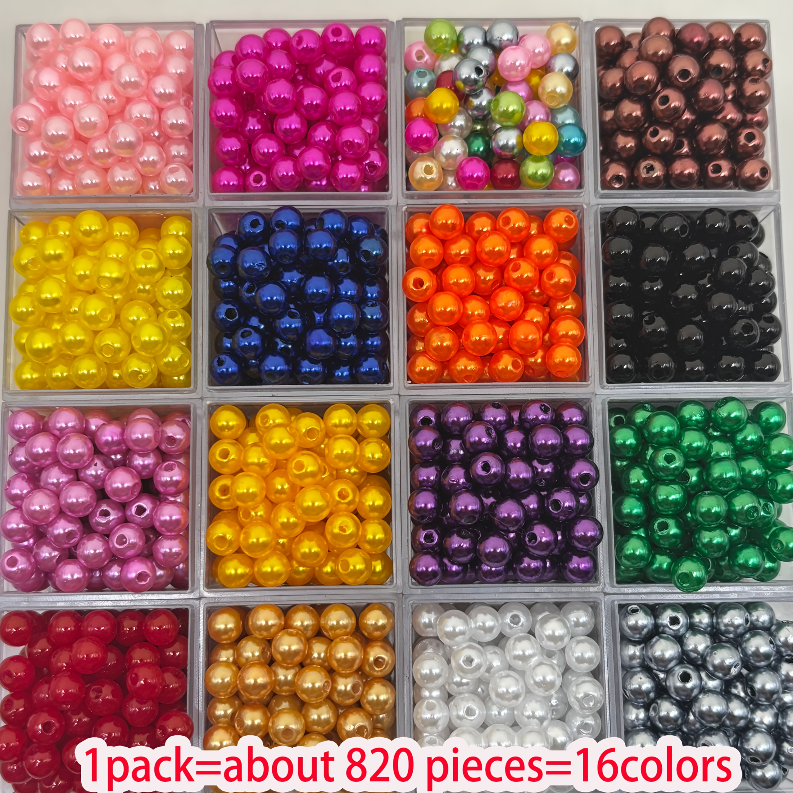 TEMU 820 16-color 6mm Christmas Round Acrylic Bead Set, Suitable For Halloween Bracelet Necklace Mobile Phone Chain Jewelry Making, Beading And