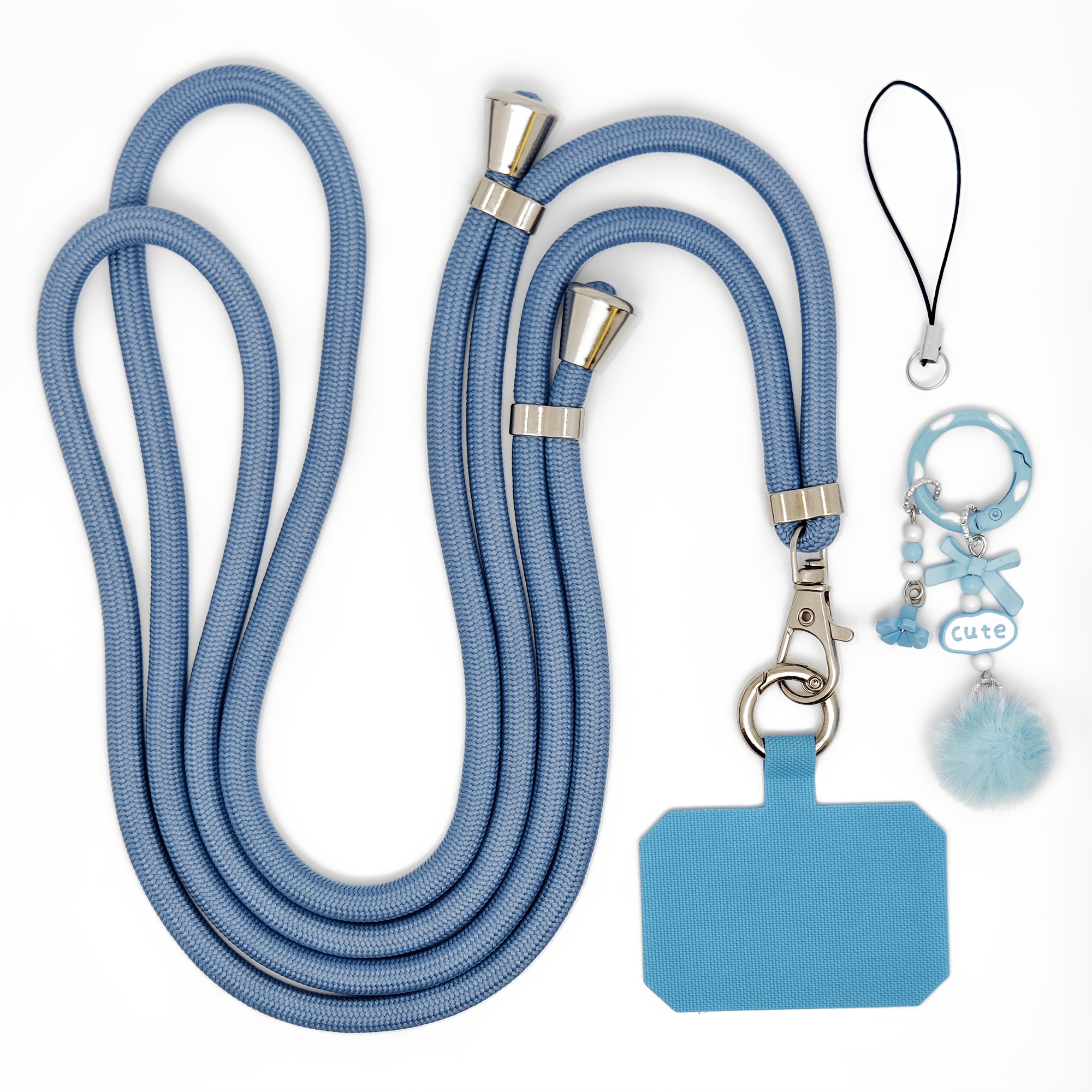 Options , Soft And Cute Ball Flower Phone Lanyard, Woven Neck Strap, Portable Anti-drop Keychain And Id Holder, Women' Accessory