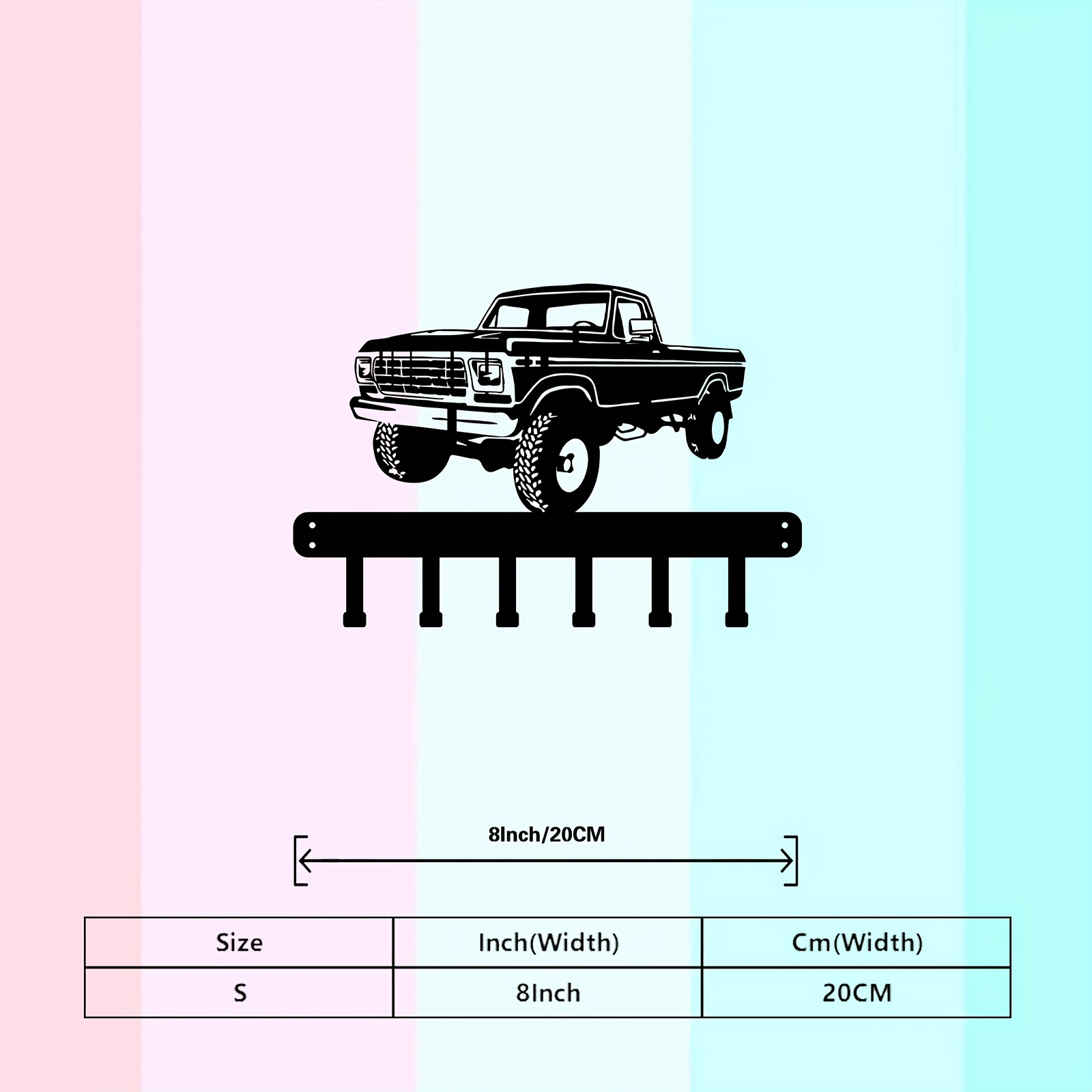 TEMU 1pc Classic Pickup Metal Wall Hanging Wall Sculptures, Ideal Gift For New Year, Anniversary, Truck Enthusiasts, Metal Wall Decor With Hooks,