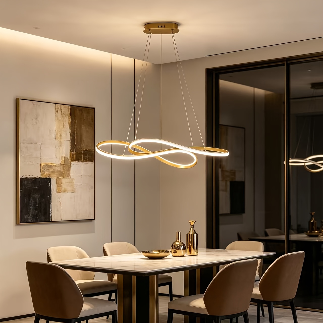 item picture a modern minimalist   chandelier in   silvery with adjustable length features led three color dimming white light warm light warm white light suitable for living rooms dining rooms bedrooms and other spaces this product
