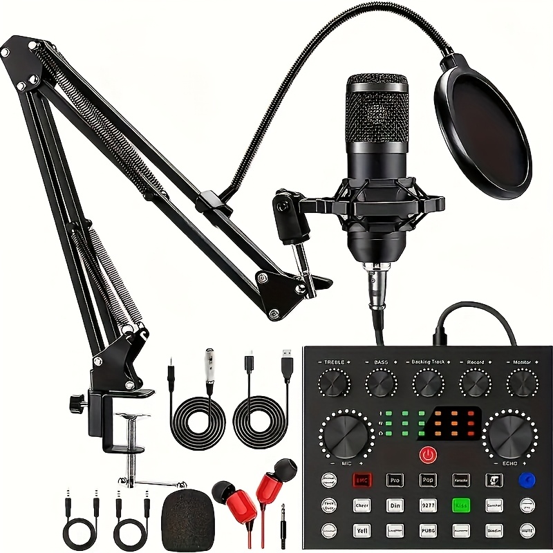 all in one streaming audio kit with   microphone v8s mixer and multiple accessories durable metal body usb power supply noise cancellation one   effects dual device connection ideal for podcasting youtube   facebook all in   for live streaming recording gaming   and   gaming audio kit professional audio kit durable metal body audio mixer