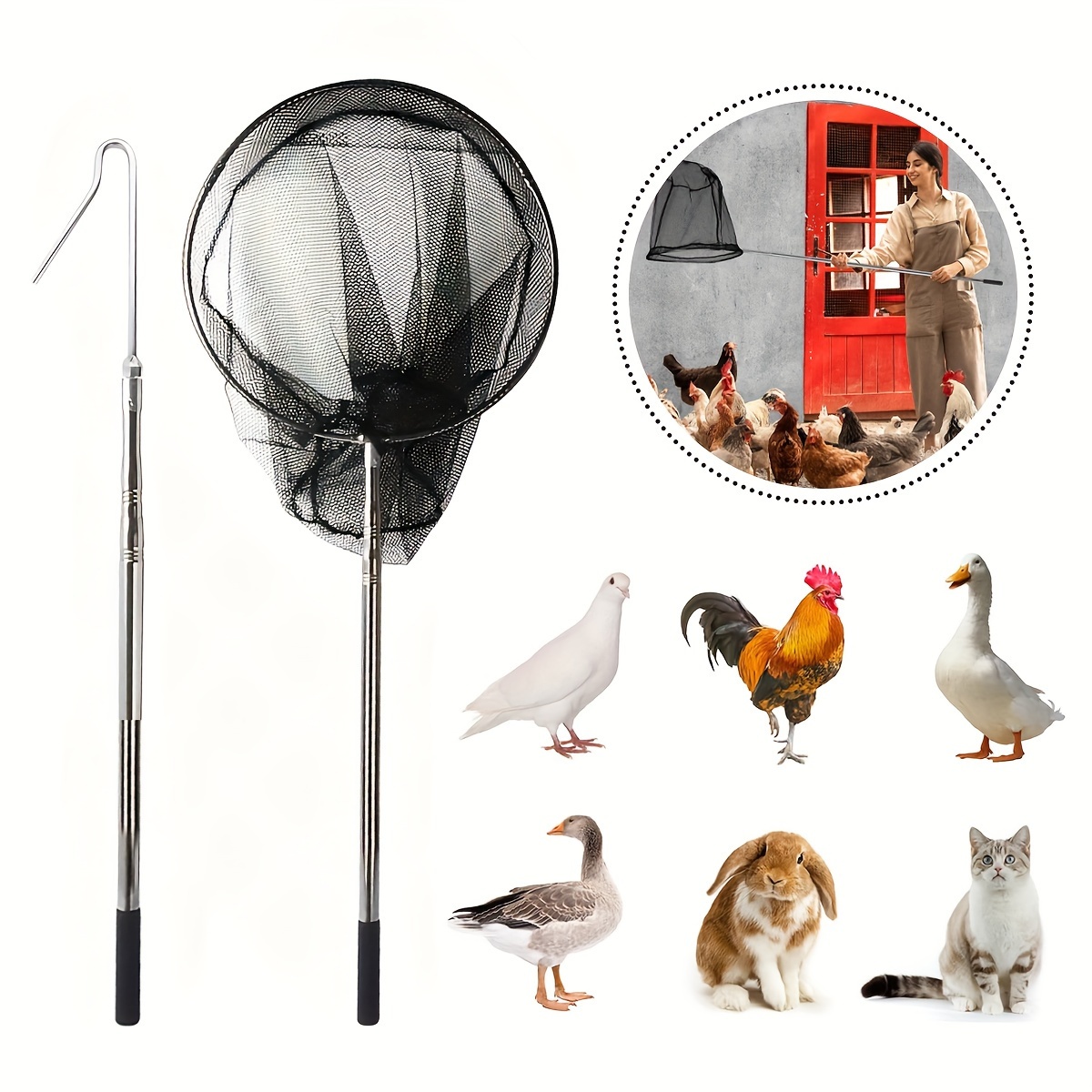 

2-in-1 Extendable Stainless Steel & Net - For Poultry, Turkeys, Ducks &