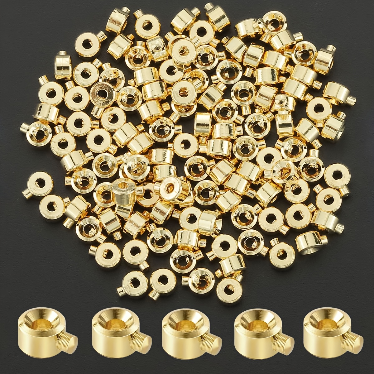 E-shop 12 Stück 3*4mm echte goldene Positionierungsperlenkappen, DIY-Schmuckzubehör für Anhänger, Armbandverbinder, Ohrringverschlüsse,