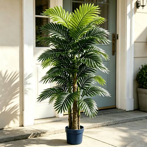 large artificial palm tree with vase suitable for indoor outdoor decoration 55 inch tall realistic palm plant with large leaves standing for balcony housewarming gift durable plastic for year round use