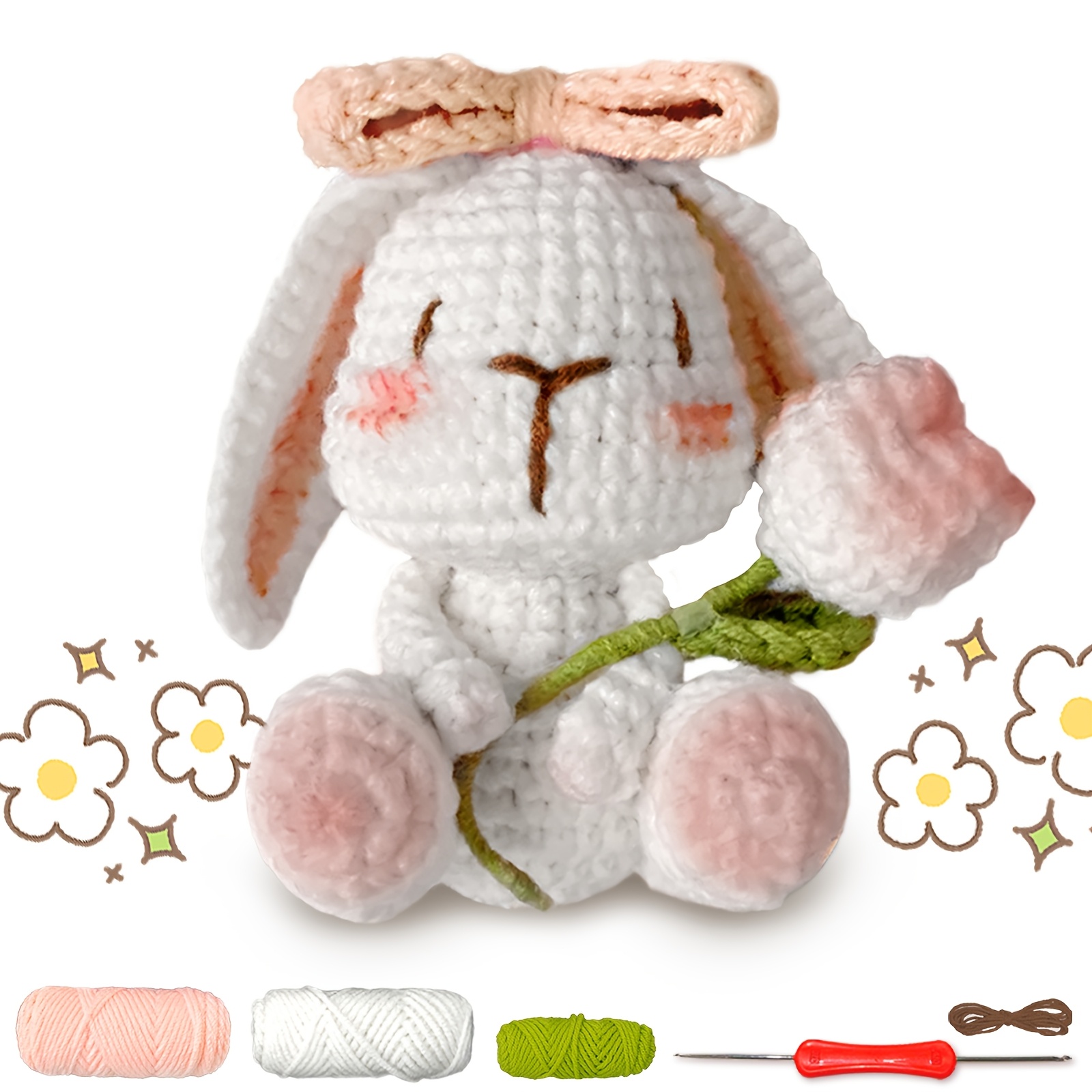 

1set New Crochet Material Package Contains English Manual, Beginner Crochet Yarn Kit For Adults, Knitting Handmade Diy Cartoon Rabbit For Beginners