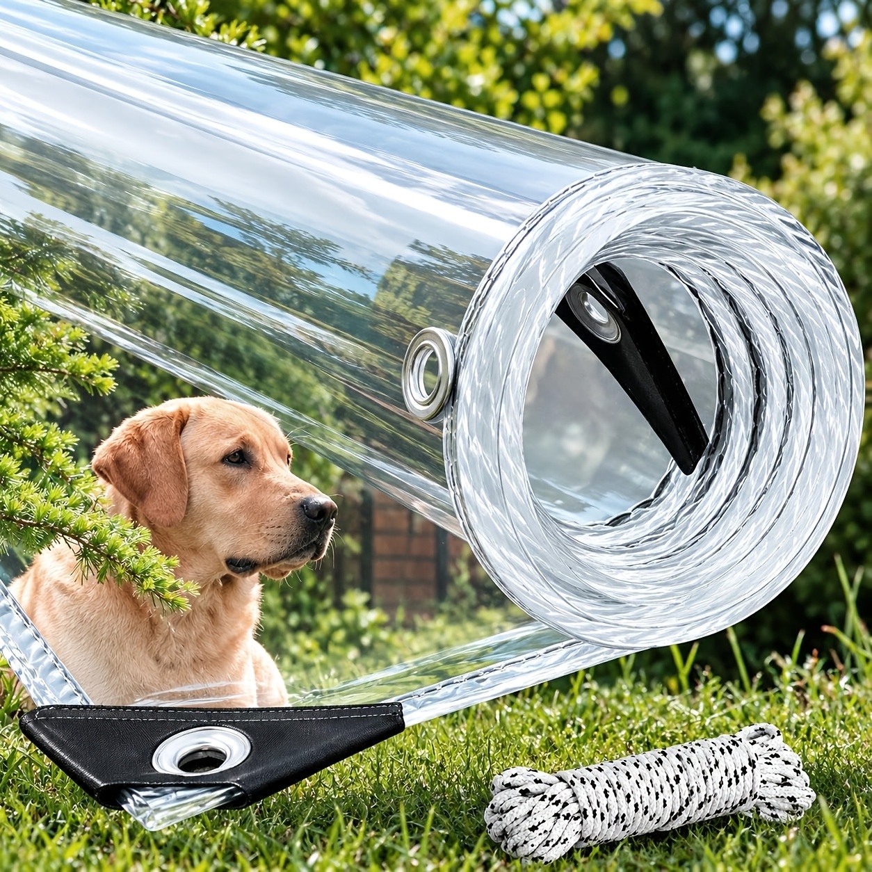 TEMU Clear Tarp, 20 Mil Pvc Thickened Tarp, Clear Heavy Duty Waterproof Canvas With Metal Eyelets, Tear Resistant Tarpaulin Oilcloth For Patio Fence,