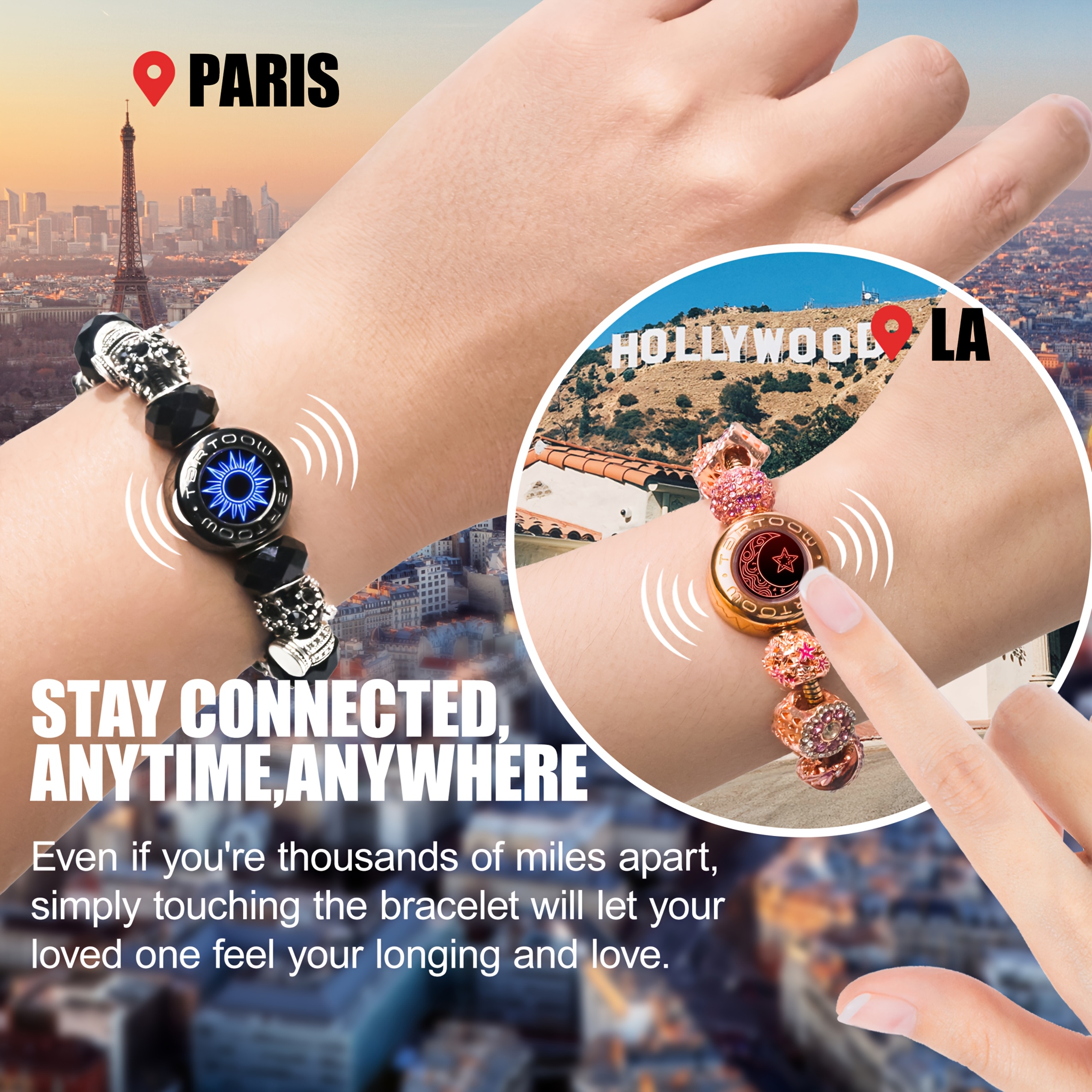 vibrations armbänder Long Distance Vibration Couple Bracelet , Msg us to order main image 1