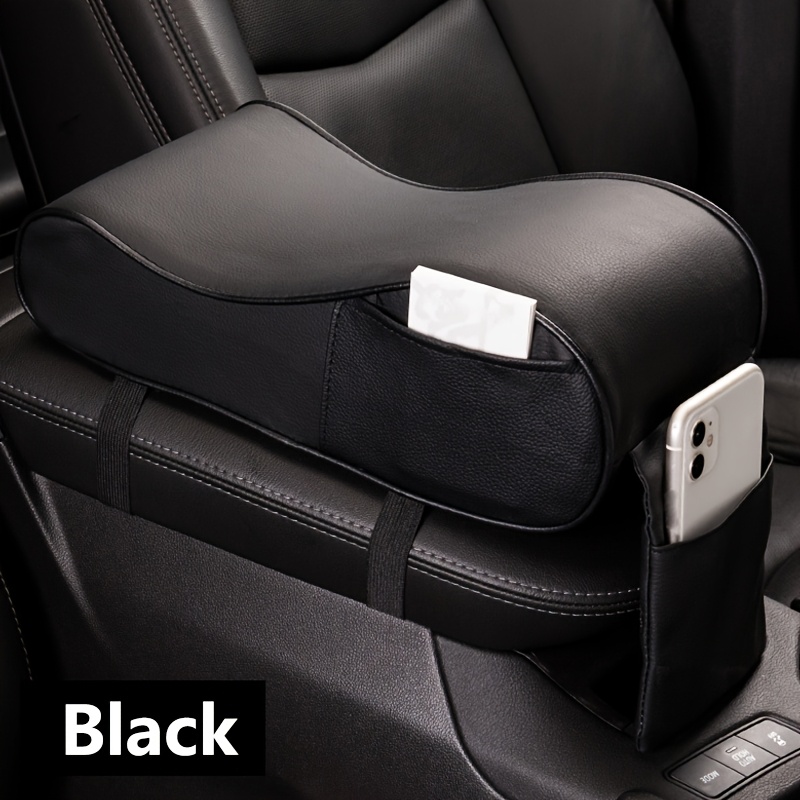 TEMU 1pc Car Center Console Pad With Pocket For Phone, Pu Leather Universal Memory Foam Car Armrest Seat Box Cover Protector Interior Accessories For