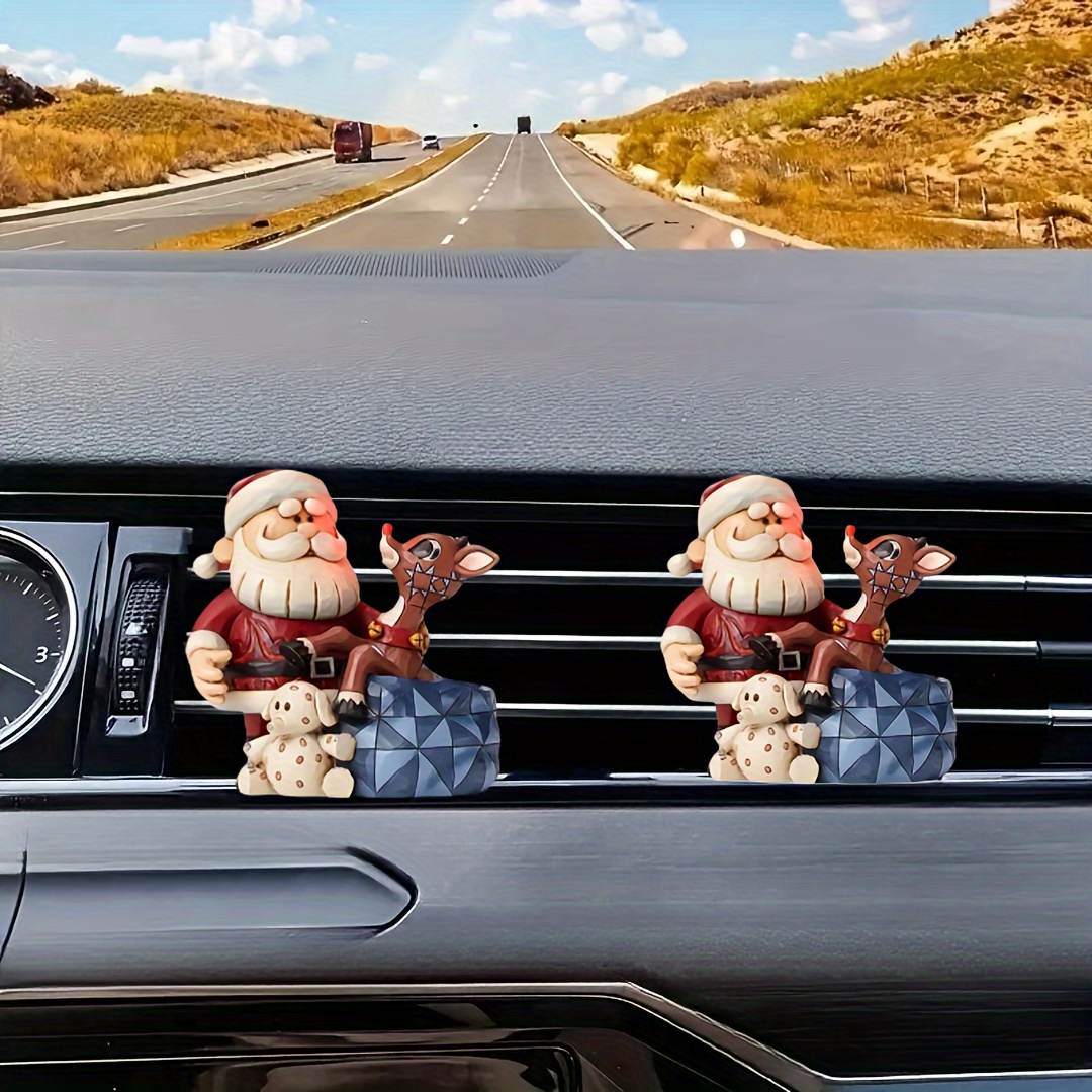 

1pc Car Air Conditioning Vent Luxury Cartoon Cute Deer And Santa Claus Decorations, Built-in Fragrance Diffuser, Long- Light Fragrance