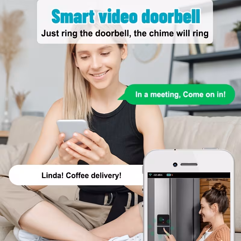 1 in battery smart wifi doorbell security wireless intelligent visual video intercom doorbell 2 way audio usb rechargeable low power consumption support 2 4g wifi Product details 2