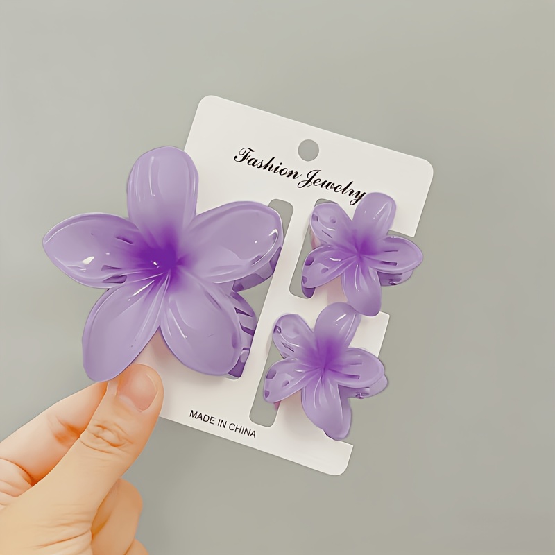 TEMU 3 piezas de pinzas para el cabello florales en degradado dulces, estilo vacacional elegante - ideales para fotografía y uso diario, accesorio
