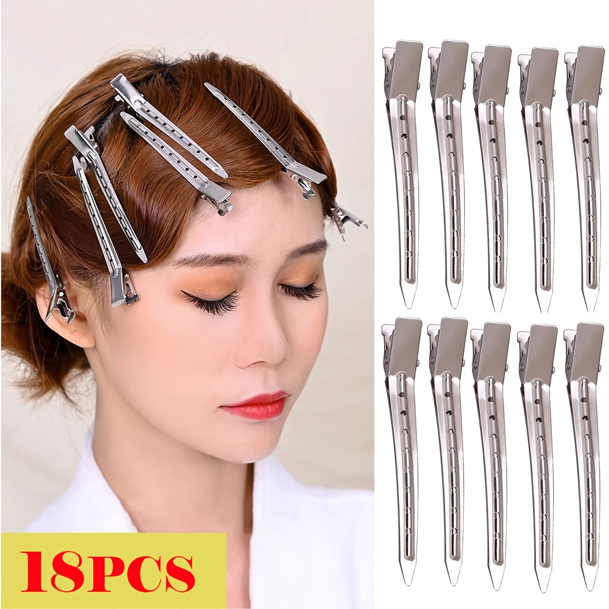 TEMU 18 pezzi di fermagli metallici, adatti per acconciature, accessori per capelli, accessori per capelli da donna, strumenti per parrucchieri,