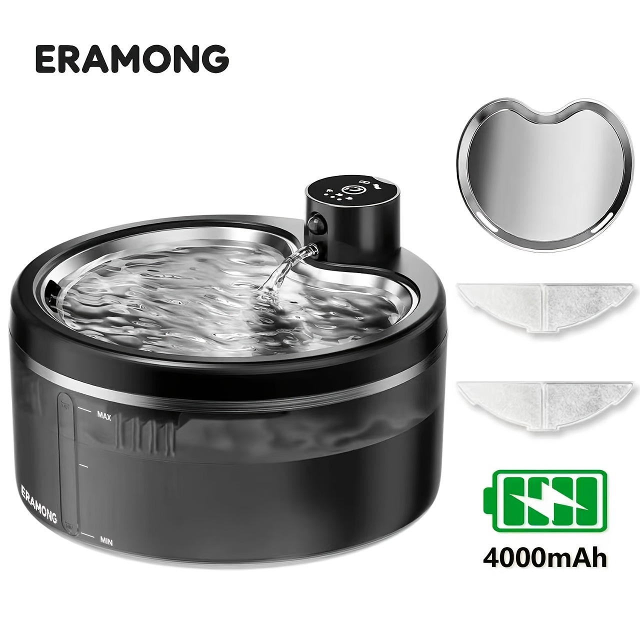 TEMU Distributeur d'eau automatique pour chat 2,5L/88Oz, machine à eau fil pour chat, alimentation par minuterie de cycle à détection de mouvement,