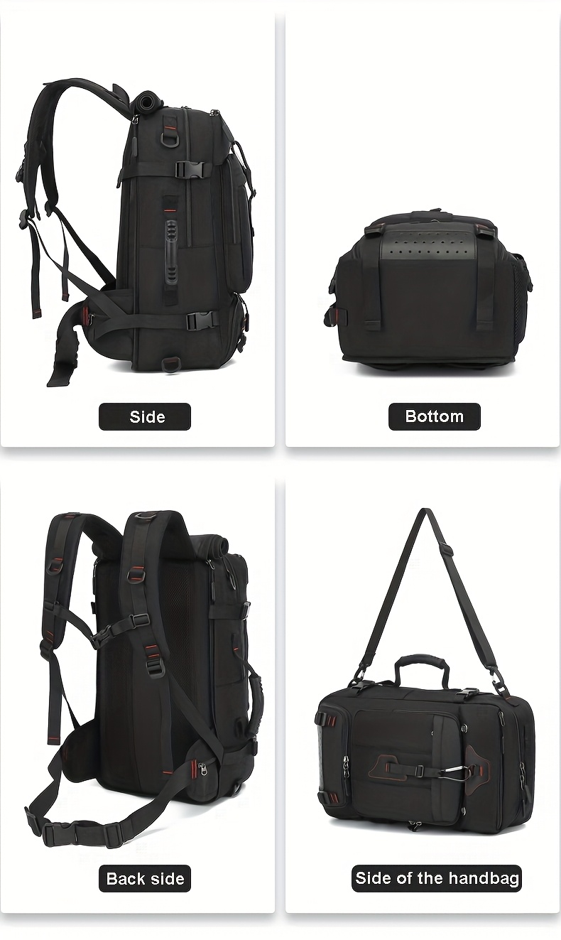 1 SAC À DOSEUR TOURISTIQUE Homme Grande Taille 55-60L Sac à Dos Extérieur Robust avec Poche Chaussures, Convertible en Randonnée/Sac de Voyageur, Nylon Imperméable pour Pluie Intense, Compartiment Principal Verrouillé et Fente Tablette/Ordinateur Portatif