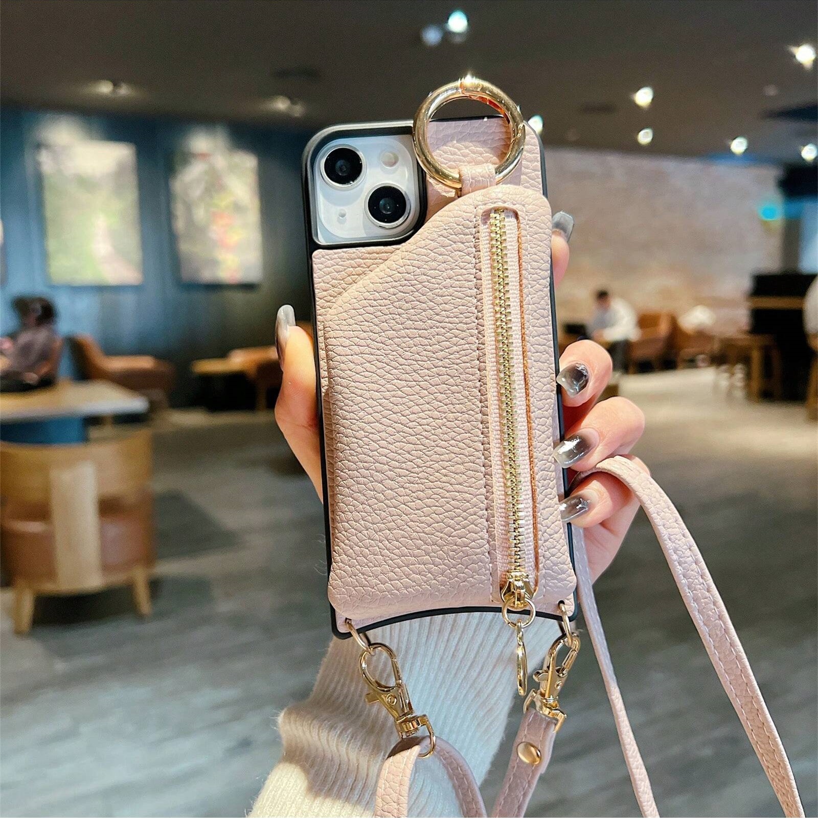 Compatible with iPhone Case with Strap Phone Cases Wallet Style Phone  Cover, Card Holder for iPhone 11/12/13/14/15/16, Crossbody Leather Phone