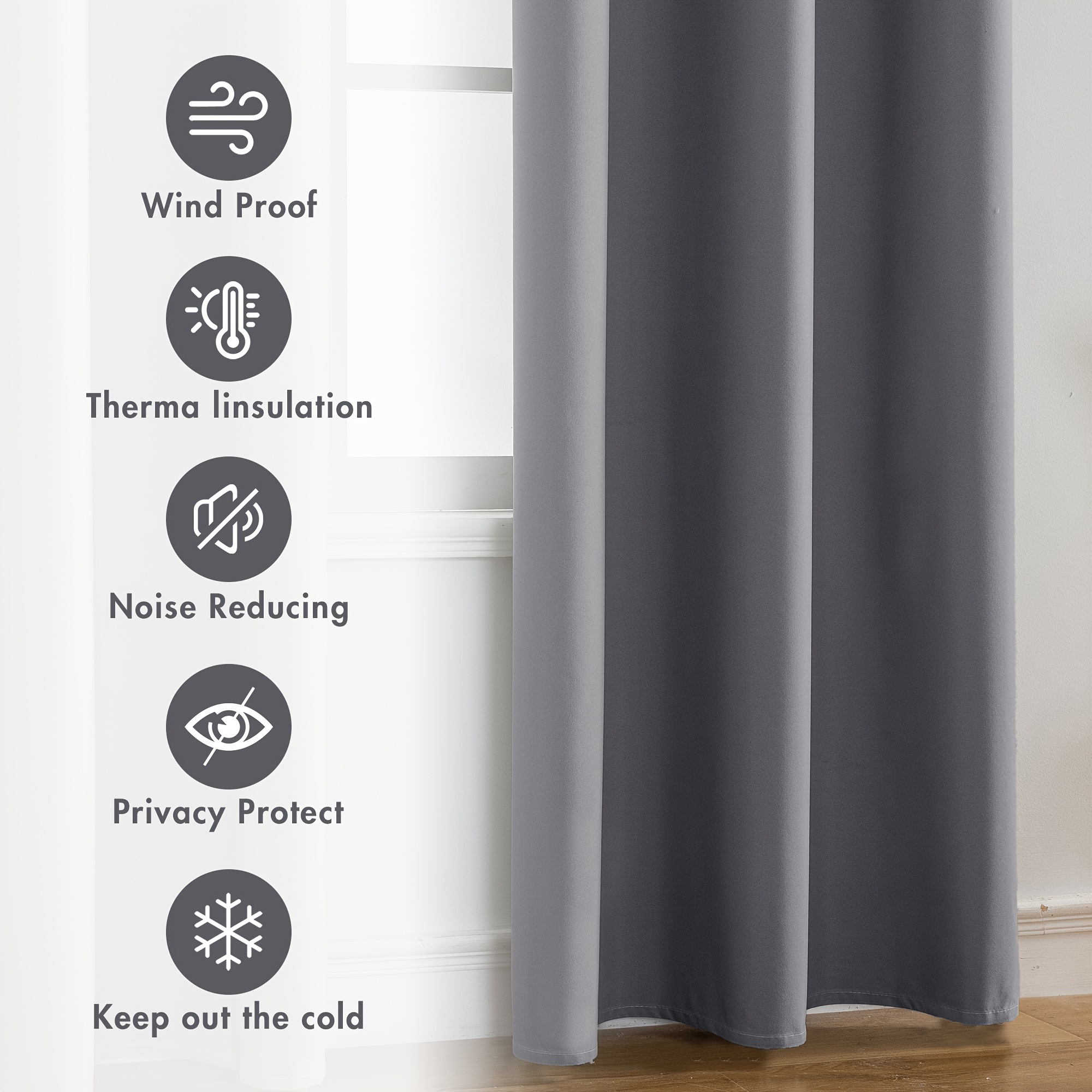 1pc modern blackout privacy room divider curtain uv protection water resistant polyester grommet   washable   plain weave for living room bedroom details 3