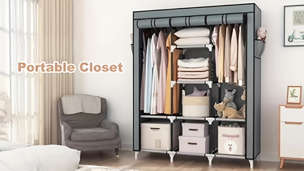 modern 51 wide x 67 tall wardrobe with adjustable shelves easy assembly multi purpose storage organizer for bedroom home details 0