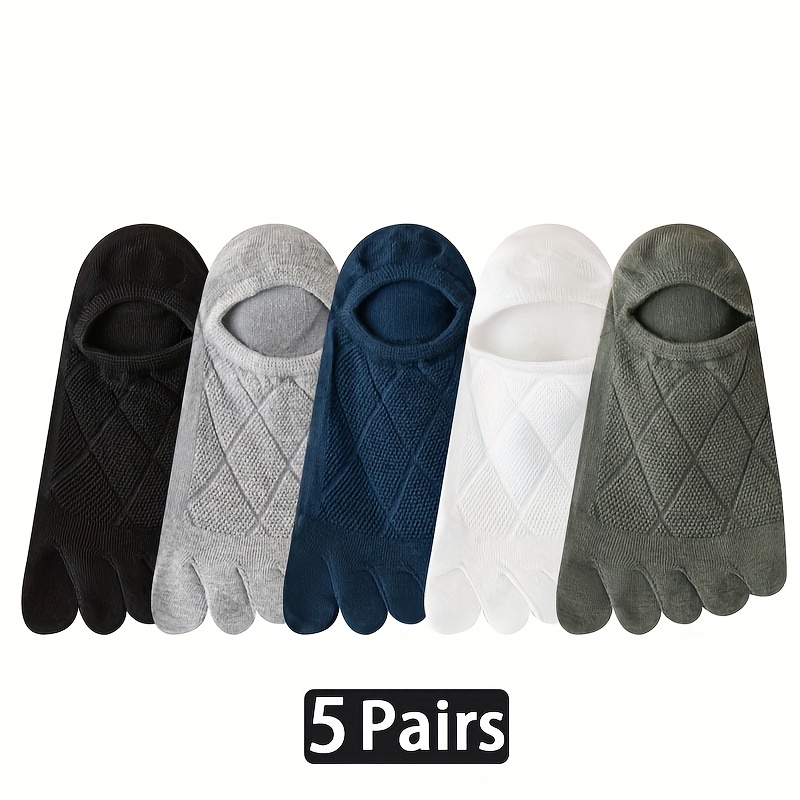 E-shop 5 Paar Herren Fünf-Zehen Socken, Atmungsaktive Split-Toe Socken für Frühling und Sommer, Feuchtigkeitstransportierende Sportsocken, Bootssocken,