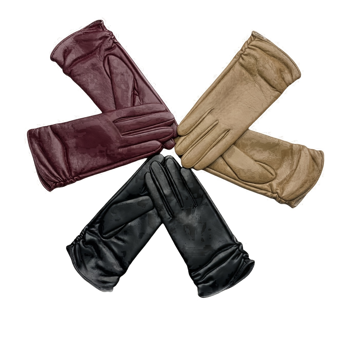 

Elegant Genuine Leather Full Finger Gloves - , Water-resistant, For Outdoor Cycling And Driving - Warm Lined Business Gloves With Split Finger Design, Autumn Winter, , Lining