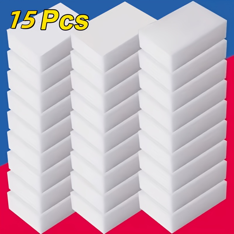 TEMU 15pcs Magic Cleaning Sponge Eraser Blocks - Used For Removing Stains From Bedrooms, Toilets, Kitchens, Glass Surfaces, Furniture, Bathrooms,