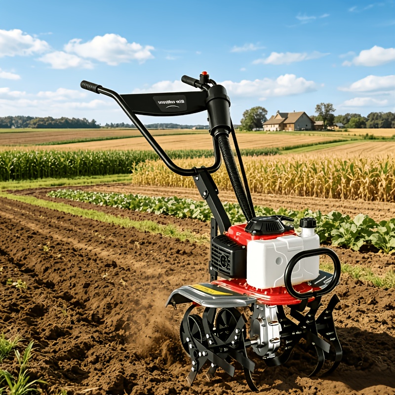 TEMU Four-stroke Gasoline Rotary , Six-speed Adjustable Height, 7500 Rpm High Speed, 20 Inches Wide And 10 Inches Deep, Heavy-duty Yard And Lawn Soil