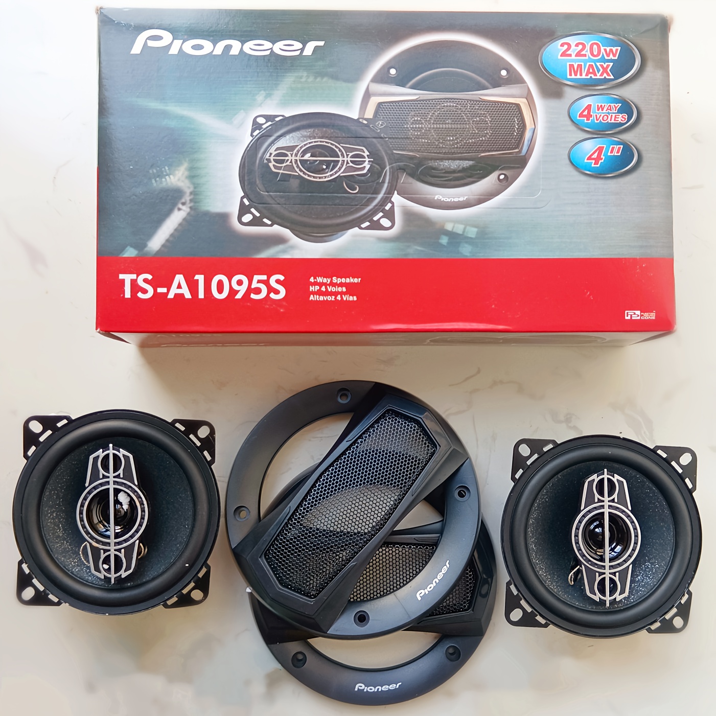 1 Pair 220W 10.16 cm   Car HiFi Coaxial Speakers with Dust Cover & Audio Cable - Full Range  , Stainless Steel, 25W  , 36V Safe Operation,   Vehicles, Car Audio Accessories, Vehicle Audio Upgrade, Sleek Speaker Design, Durable Speaker Casing, Vehicle Sound System,   Speakers,   Audio, Car Enthusiasts, Automotive Sound System,   Accessories, Safe Volt Operation, Weatherresistant Audio,   Components, Vehicle