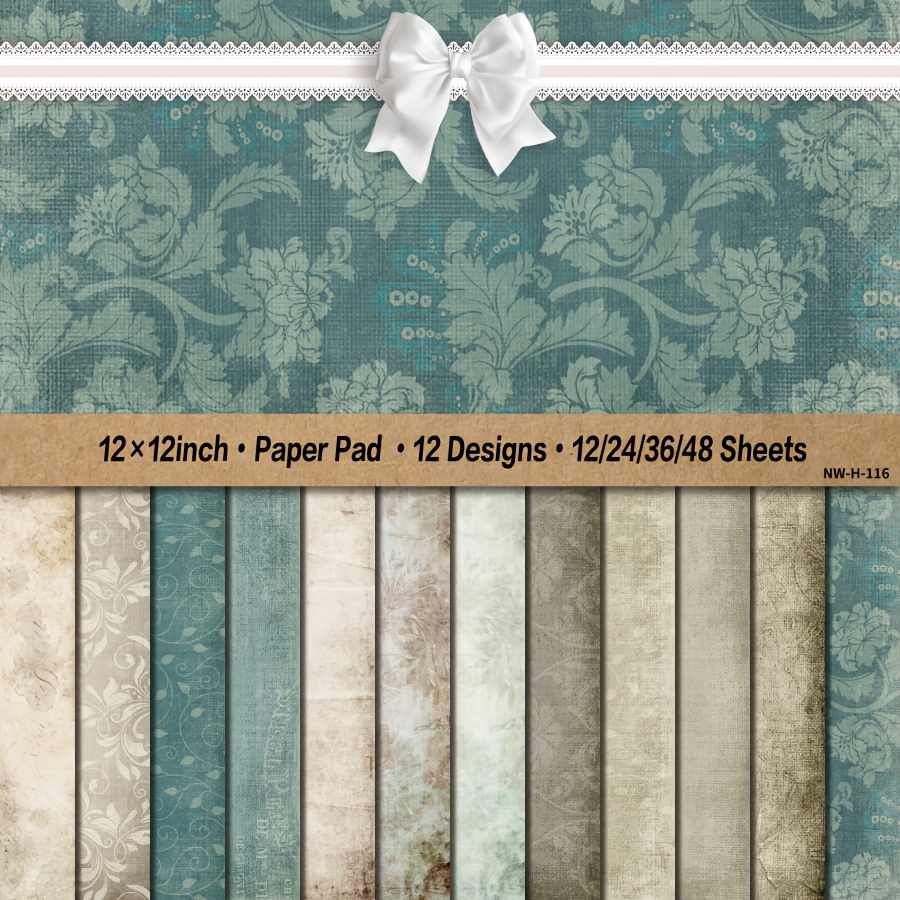 

12/24/36/48 Sheets Vintage Floral And Pattern Paper Pad, 12x12 Inch, Decorative Cardstock For Diy Crafts, Card Making, And Background Supplies, Old Wallpaper