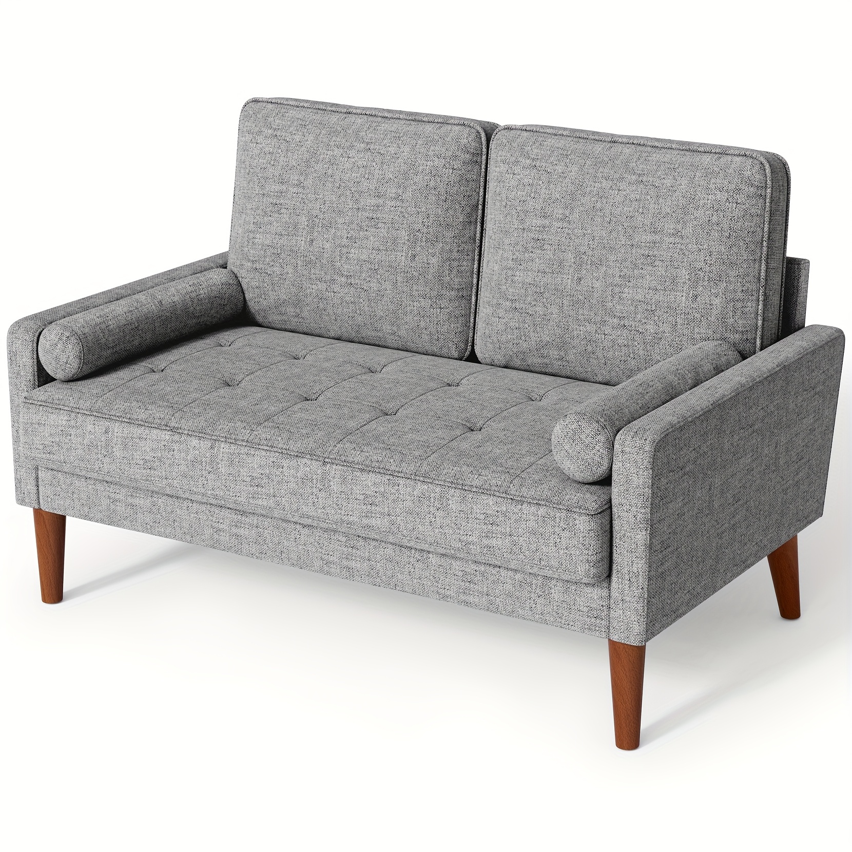 linen sofa with   small 2 seater for living room bedroom office comfy couch with armrests   seat in ashbeige