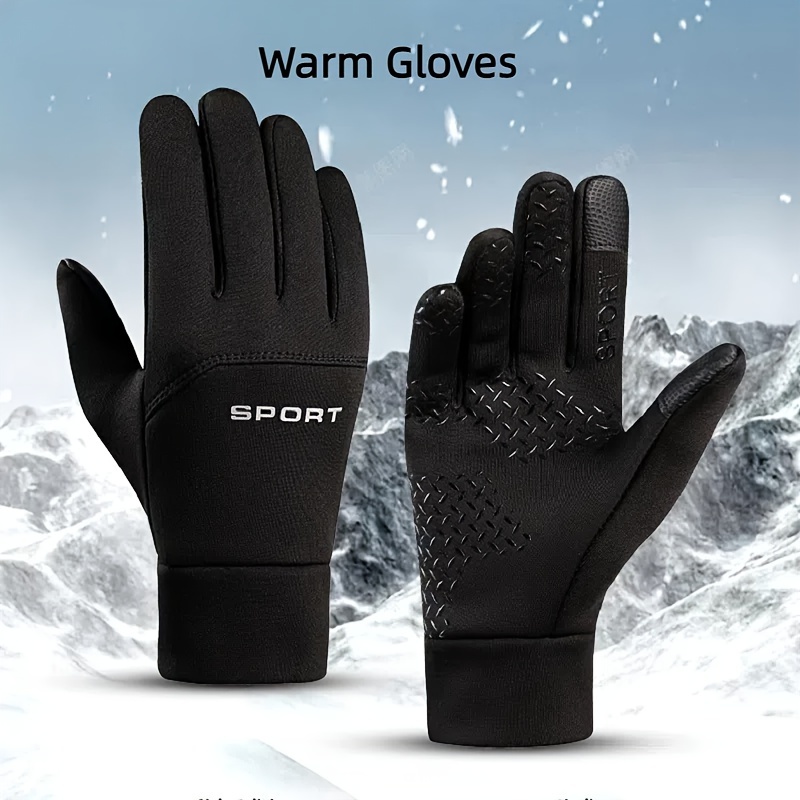 

Gants de cyclisme d'hiver pour hommes, compatibles avec les écrans , tissu en spandex tricoté imperméable avec une antidérapante, lavables à .