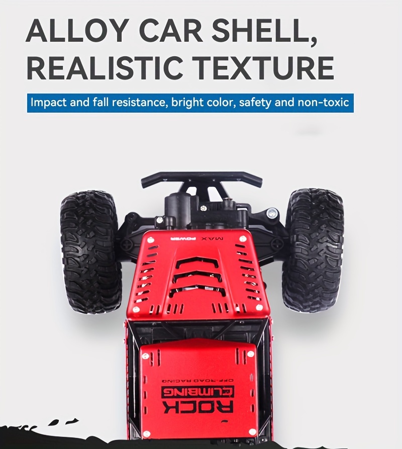 2.4Ghz 4WD RC Cars, Remote Control Off Road Monster Truck, Metal Shell Car 2.4Ghz 4WD Dual Motors, All Terrain Hobby Truck With 120 Min Play Boy Adult Kids Gifts Toys For Halloween Christmas