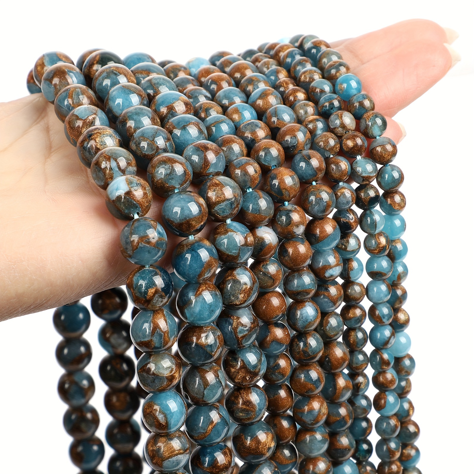 

Natural Blue Cloisonne Stone Round Loose Beads For Jewelry Making Diy Charm Bracelet 4-10mm