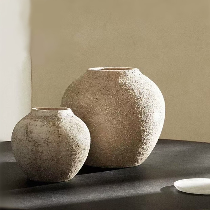 1pc Pure Handmade Pottery Jar Rough Texture Ceramic Vase Home Creative Retro Style Farmhouse Country Decoration Vase, Suitable for Living Room, Kitchen, Entrance Decoration, Holiday Wedding Gift